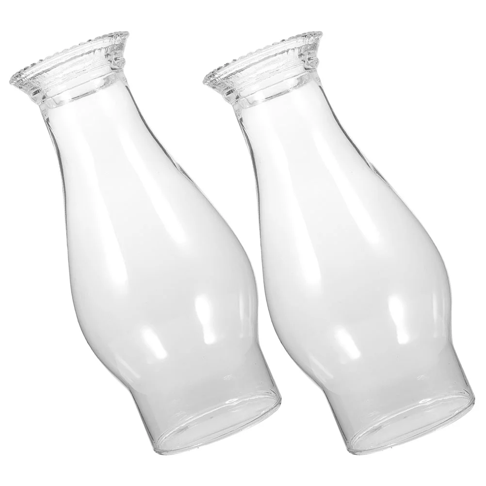 

2 Pcs Vintage Lamp Shades Oil Replacement Small Cover Lampshade Kerosene Clear Chimney Glass