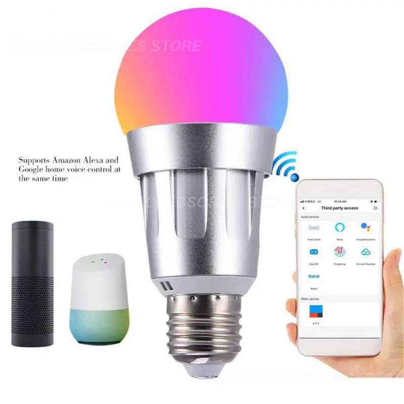 

7W WiFi Smart Bulb E27 B22 E14 Alexa Voice Control RGB Colorful Smart WiFi Light Bulb Work With Alexa Google Wake Up Light New