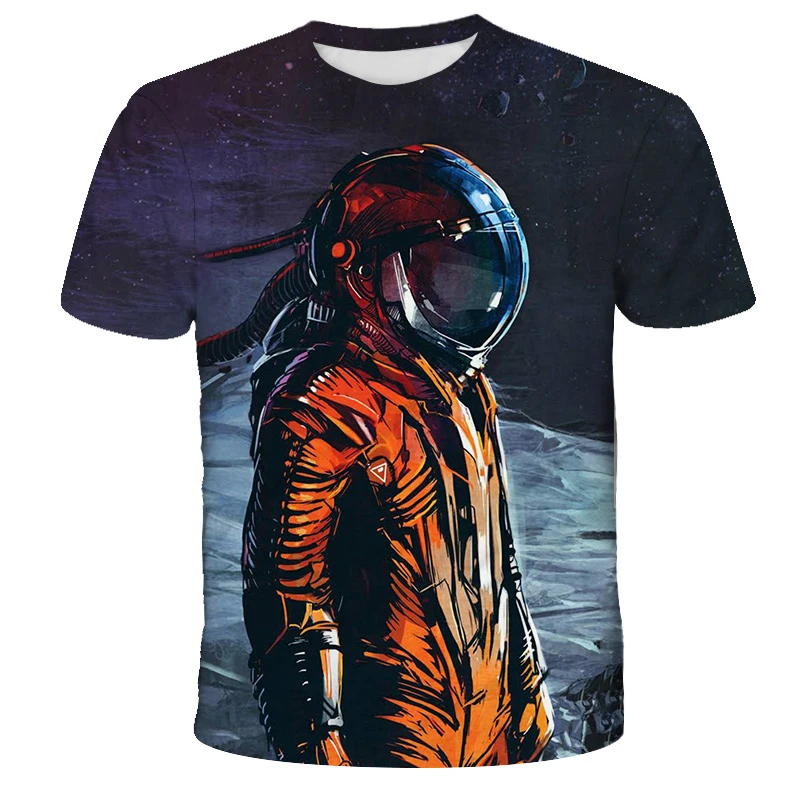 

New Handsome Trendy Men's Loose High-quality T-shirt Trendy Design Astronaut 3D Print Men's Top T-shirt Round Neck Short Sleeve