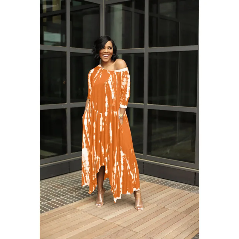 

Sexy Dress Spring Irregular Tie Dye with Pockets Nightclub Party Maxi Dresses for Women Y2k Clothes Streetwear Wholesale Items