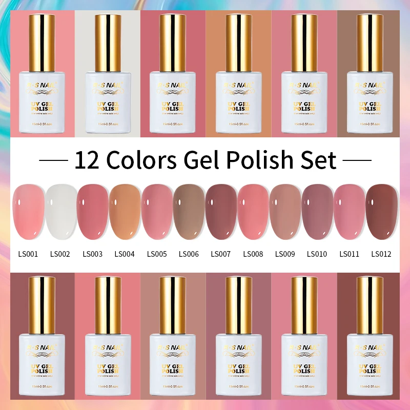 

R.S NAIL Gel Nail Polish 15ml Nude Pink Color Series Gel Nail Varnish DIY UV Gel Polish Nail Art Manicure Gellak Design Lacquer