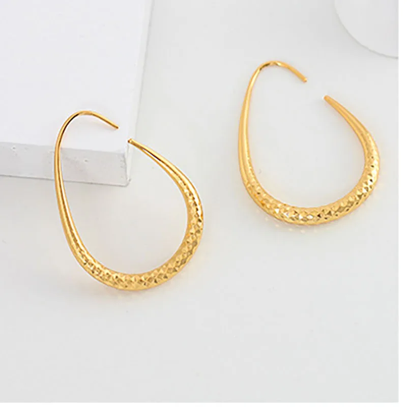 

Women gold plated grain high quality jewelry earrings hoop