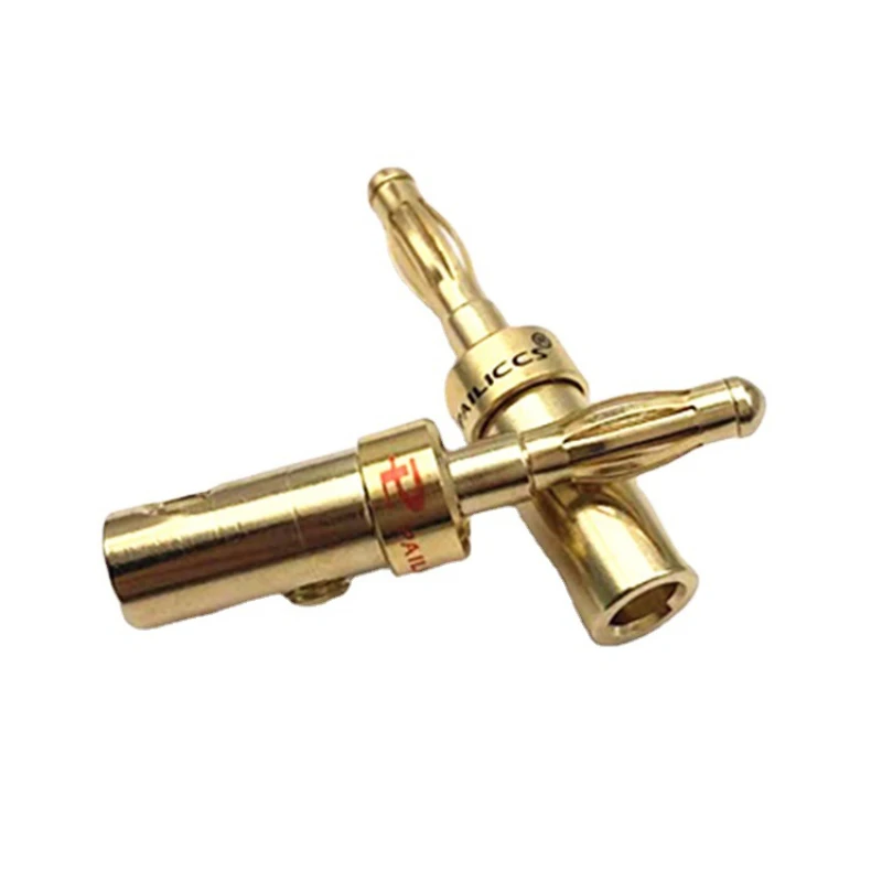 

4pcs sBudweiser copper gold-plated 4MM lantern plug solderless audio amplifier wiring post speaker speaker banana head