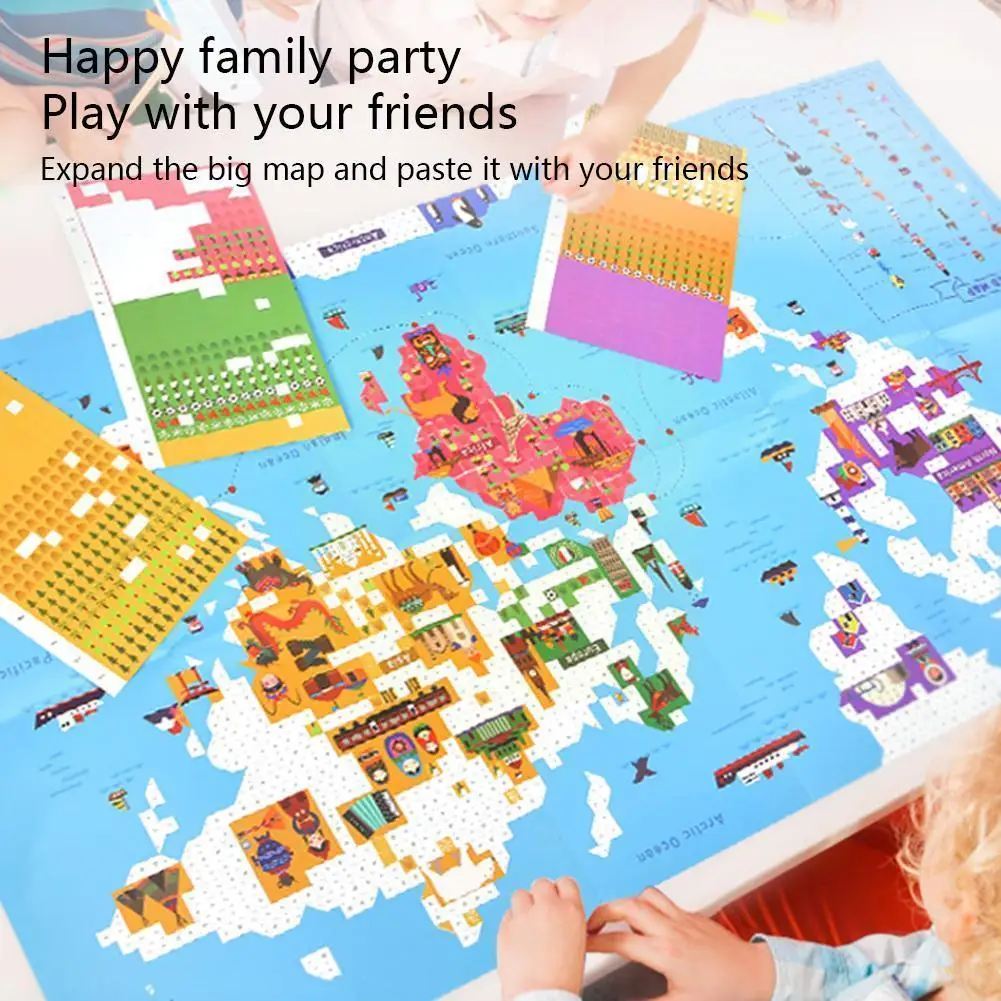 

Mideer детская мозаичная наклейка, сделай сам, геометрия 3y, география человека, паста, карта игр, куб на наклейке, познавательная детская рука ...