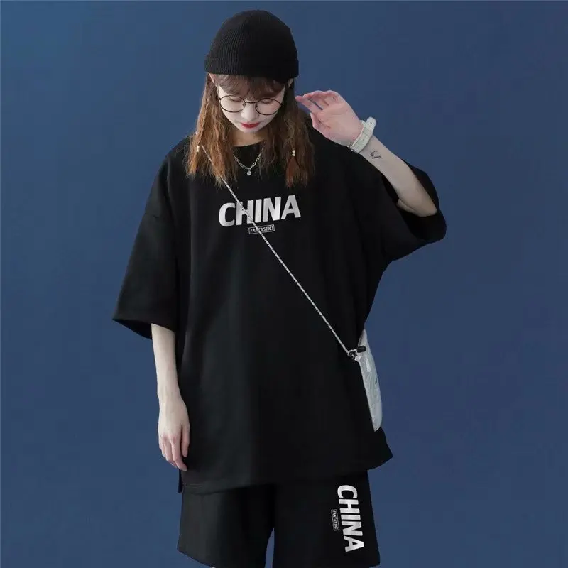 

Sports Women's Fried Street National Tide Letter Printing Short-sleeved Casual T-shirt 2022 New Summer Clothes