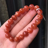 natural gold strawberry quartz sunstone bracelet 10mm sunstone orange round beads crystal women men aaaaaa