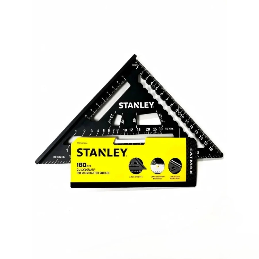 Фото STANLEY STHT46101-0 FATMAX 180 мм алюминиевый профессиональный угольник для разметки каркасов, для столярных работ и в качестве направляющей для пилы №3