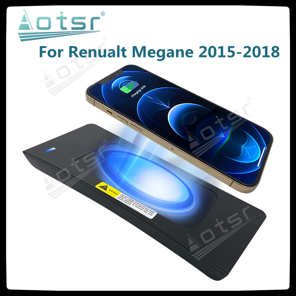 

QI Car Wireless Charger Fast Charging For Renault Megane 2015 - 2018 Intelligent Infrared Phone holder For Iphone Samsung