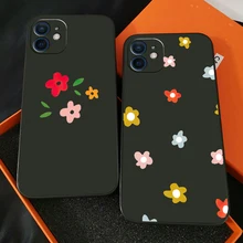 Simple Flowers And Plants Phone Case For Funda iPhone 13 11 Pro Max 12 Mini X XR XS Max 6 6s 7 8 Plus Etui Black Back Celular