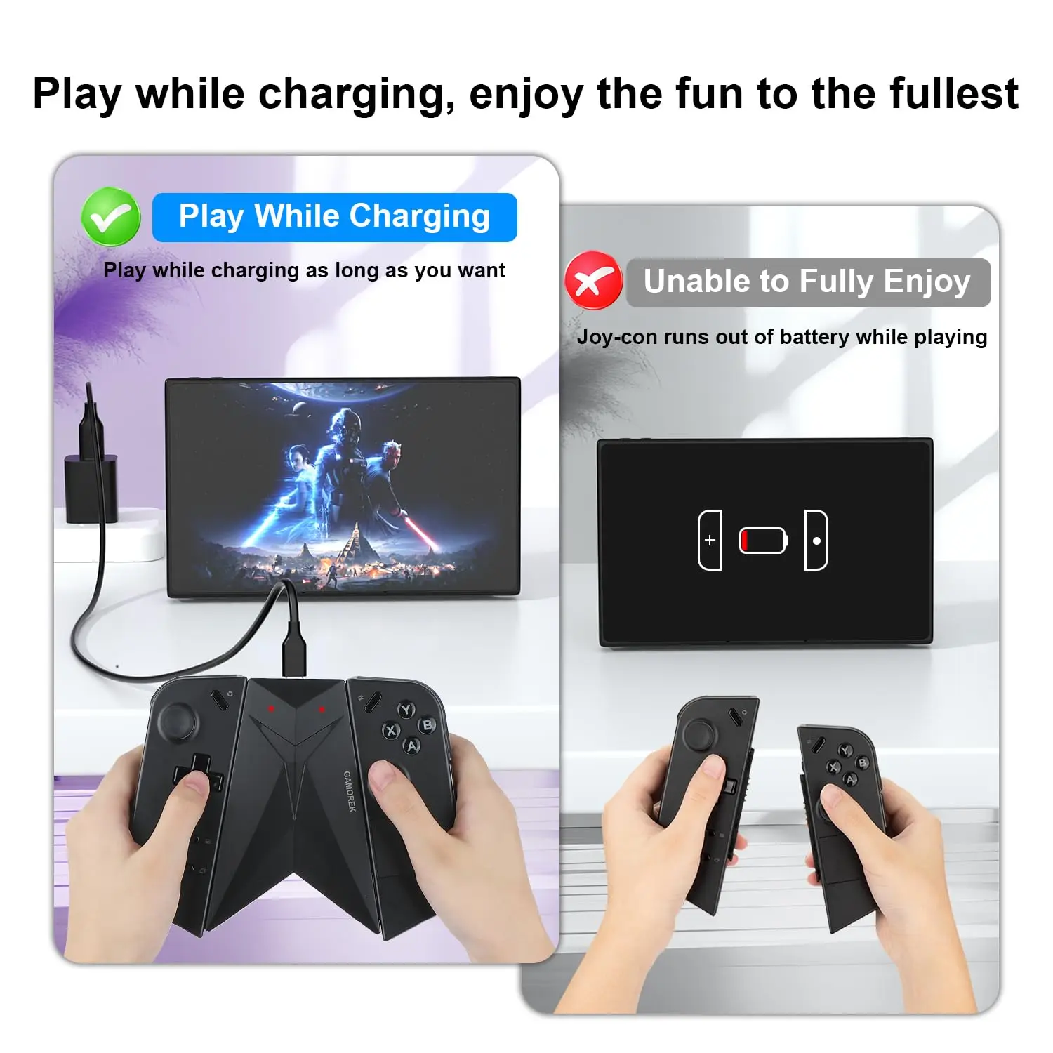 Фото Зарядный коннектор-грип для контроллера Gamorek, совместимый с Legion Go/Legion Go 2 №2