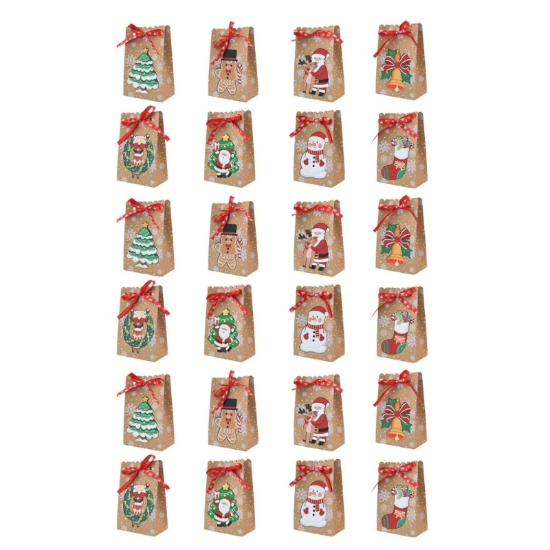 

24pcs Christmas Candy Bags Snowman Multifunction Container for Cookie Biscuit Holiday Birthday Present Supply