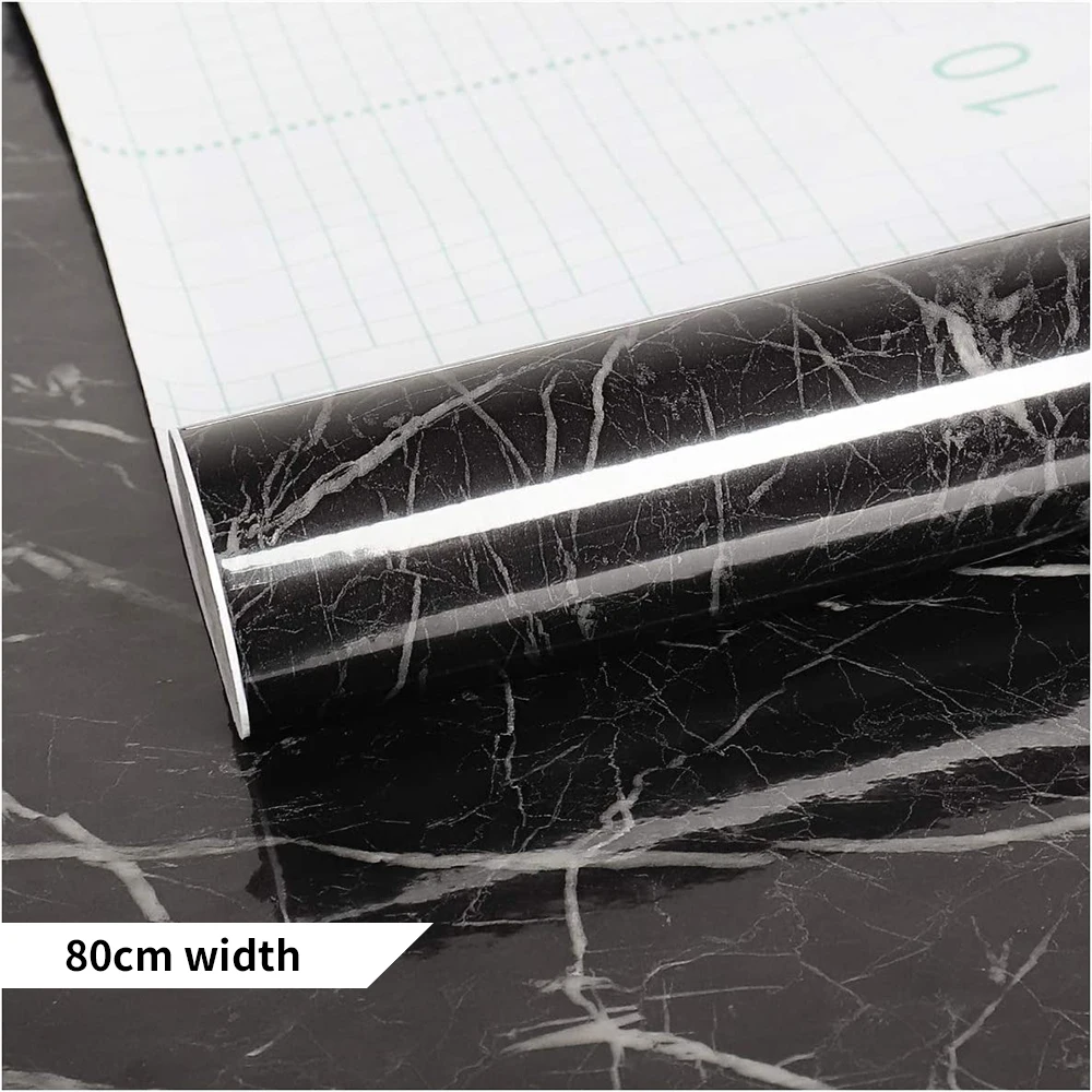 80cm Width Marble Vinyl Self Adhesive Waterproof Wallpaper Contact Paper Wall Stick Film For Walls In Rolls Kitchen Home Decor