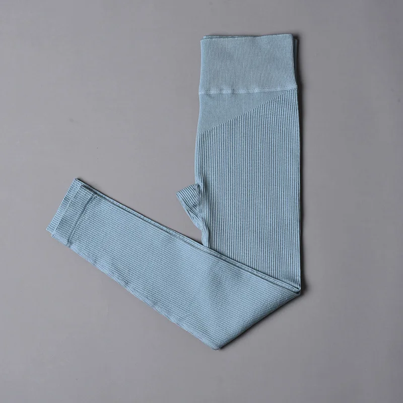 Ribbed Yoga Pants High Waisted Gym Leggings Sport Women Fitness Seamless Female Legging Tummy Control Running Training Tights