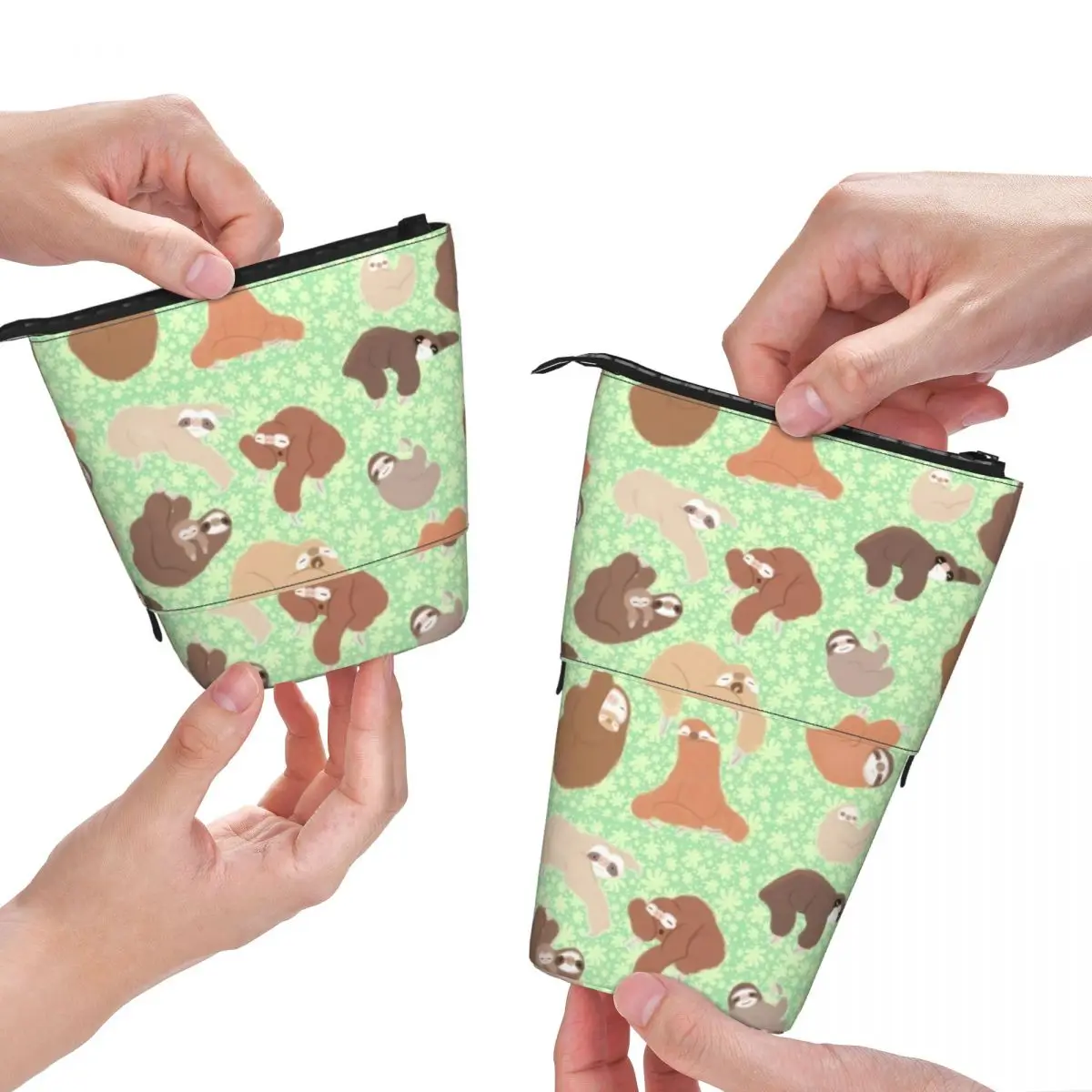 

Many Sloths Fold Pencil Case Cute Animal Print School Cute Standing Pencil Box Girls Boys Pen Organizer