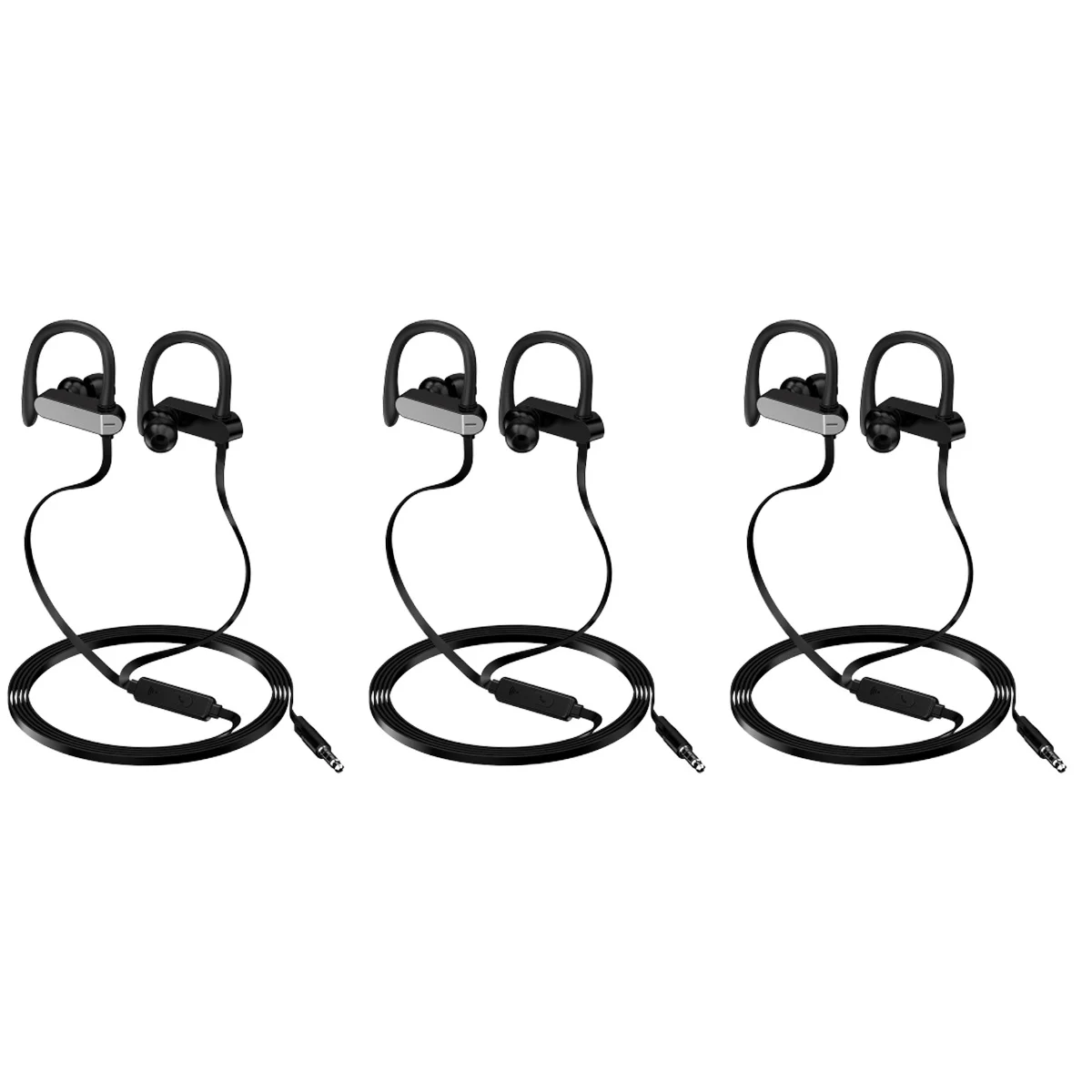 

3x Wired Headset Stereo Headset Ear Hook Earphone Stereo Headphone with Microphone Ear Hook Monitors Stereo Earbud Headphones