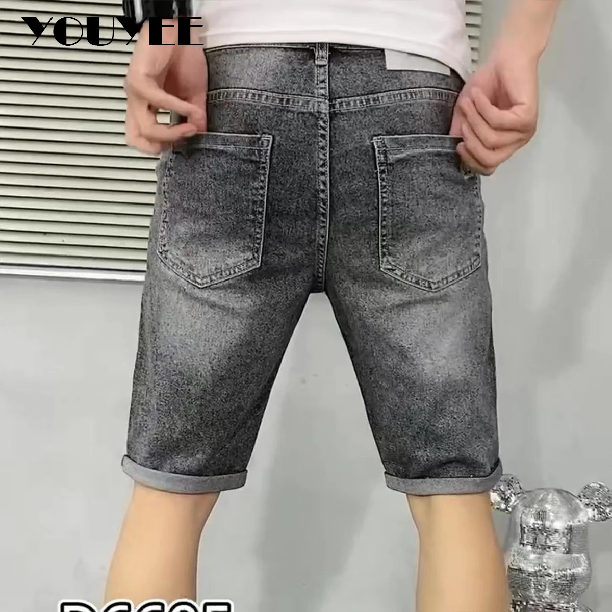 

2023 New Knee Jeans Men's Casual Shorts Male Fashion Straight Tube Ruffian Handsome Summer Pants Thin Embroidery Man trousers