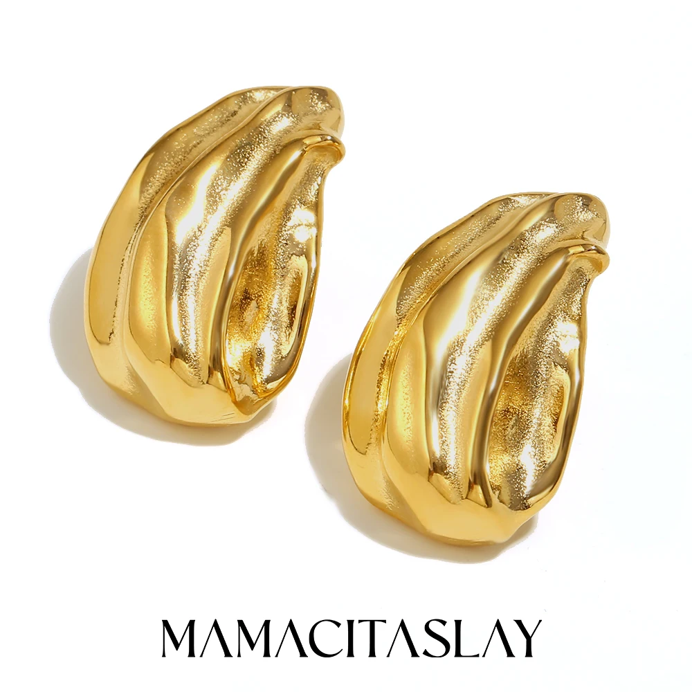 MamacitaSlay новый дизайн серьги Chayote Shape женские 18 К позолоченные украшения из