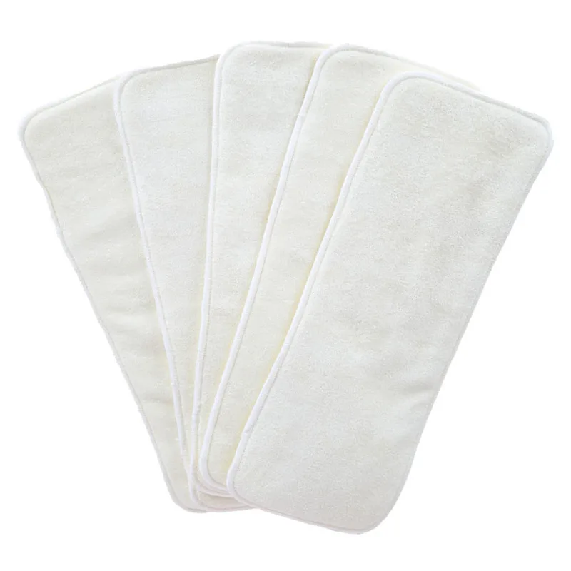 

5 Pieces Cloth Diapers Microfiber Washable Diapers Baby Three Layer Structure Breathable Skin-Friendly Bamboo Charcoal Pad