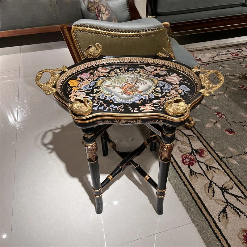 фарфоровый угловой столик медный с фарфором неоклассический небольшой