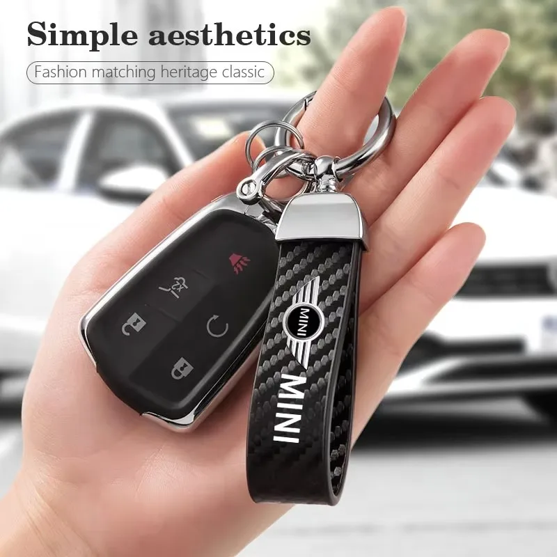 Фото 1 шт. брелок для ключей из искусственной кожи для BMW Mini Cooper JCW R50 Countryman Clubman Cabrio Aceman, аксессуары с наклейками №1