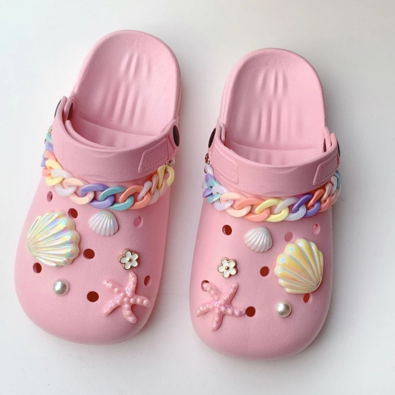 

Обувные булавки для Crocs DIY жемчужные морские ракушки съемная декоративная пряжка Jibz Croc комплект подвесок аксессуары подарок для детей девочек