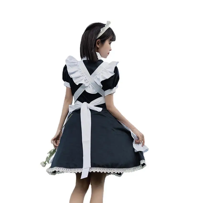 Летний костюм в японском стиле британского аниме черно-белый горничной красивое