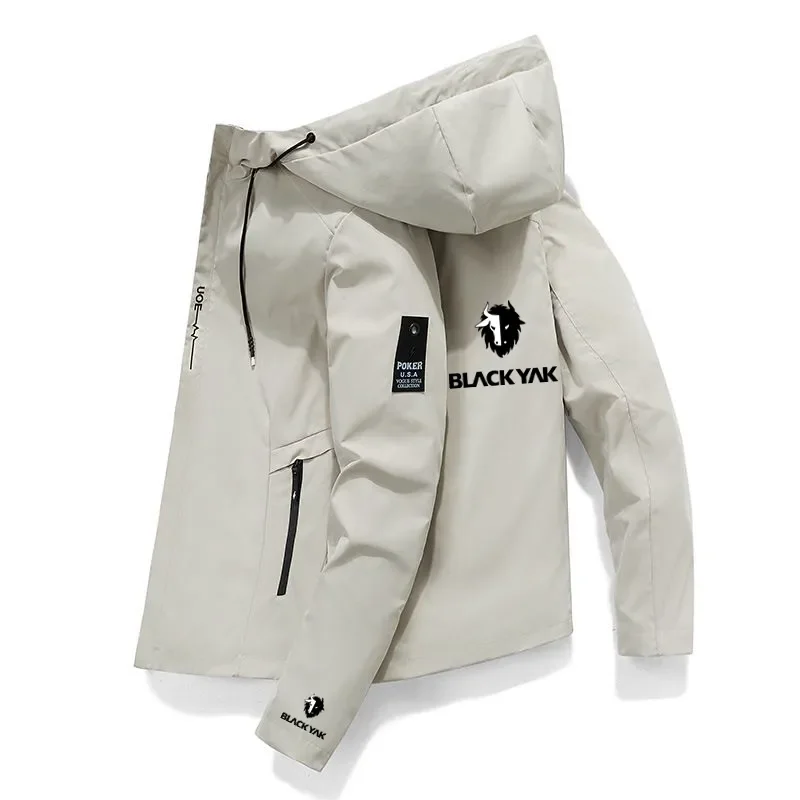 

Черная куртка-бомбер яка 2023, Мужская ветровка, куртки на молнии, весна-осень, Повседневная рабочая куртка, модная уличная куртка для приключений