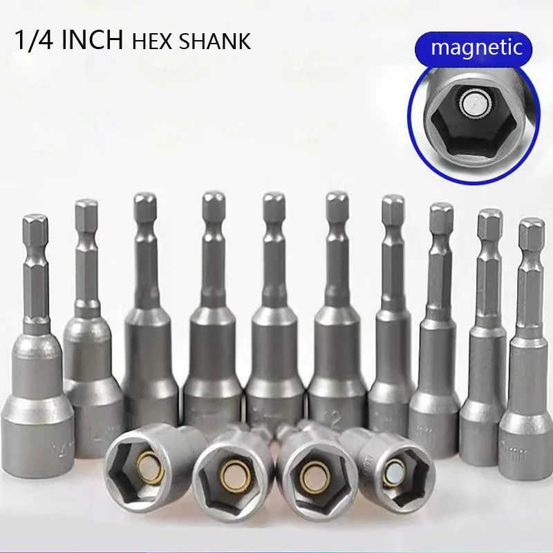 6mm-14m Impact Hex Socket Magnetic Nut Screwdriver 1/4&rdquo; He