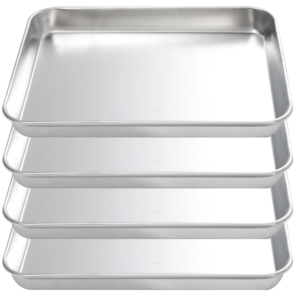 

4 Pcs Bakeware Oven Tray Bread Loaf Container Cookie Sheets Metal Steamer Stainless Steel Bakeware Biscuit Coating Trays