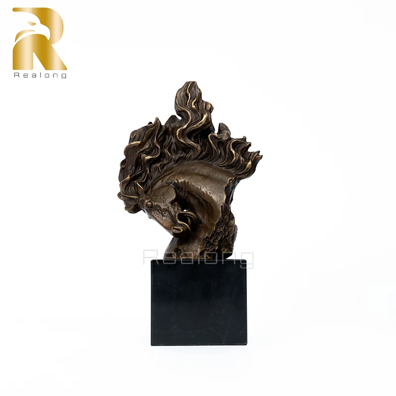 

27.5cm Bronze Horse Head Statues Bronze Horse Head Bust Sculpture Handicraft Home Decor Animal Statue Equestrian Ornament