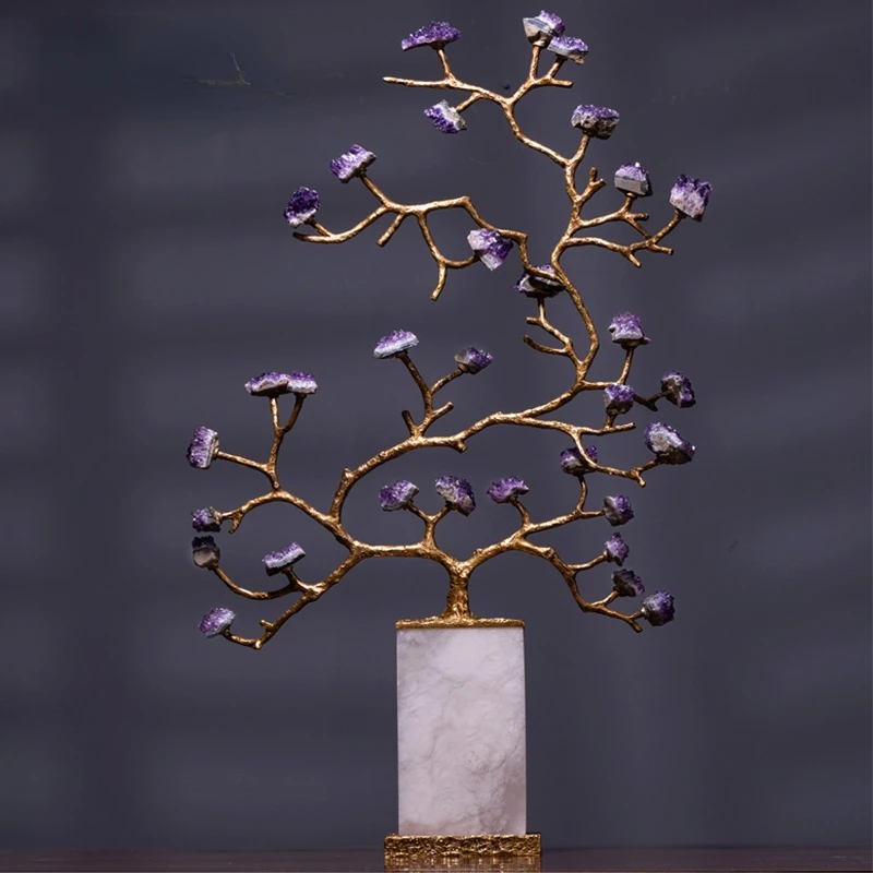 

Nordic Living Room Porch Decoration Christmas Modern Light Luxury Fortune Tree Amethyst Home Decor Supplies Decorations 2022