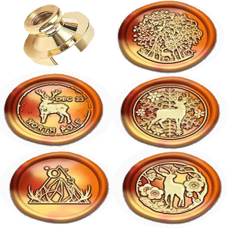 

Animal Wax Seal Stamp Elk Series Round Brass Sealing Stamp Head for DIY Cards Envelopes Wedding Invitations Gift Packaging