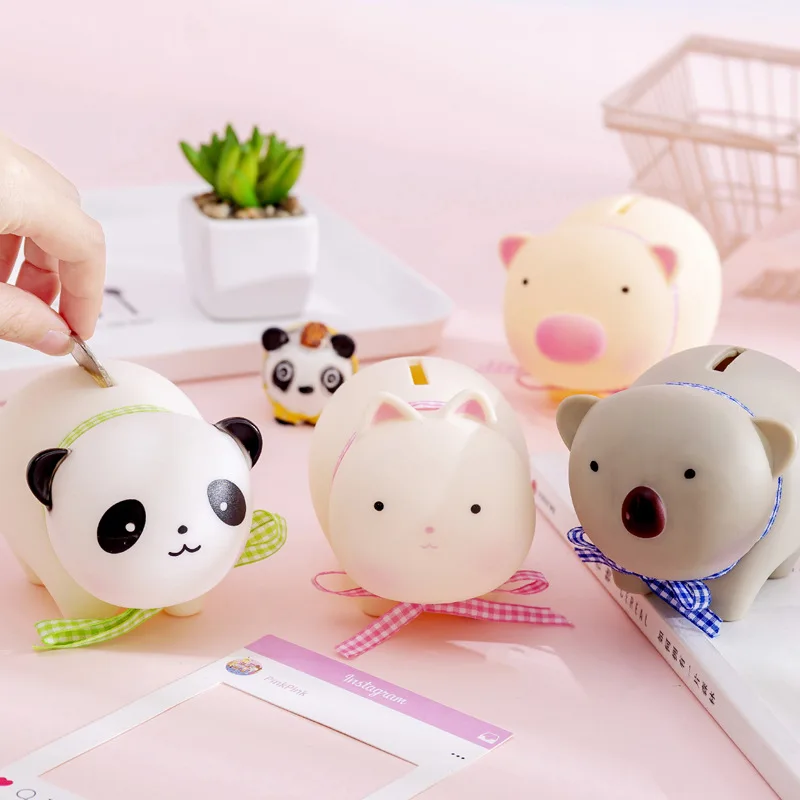 

Pig/ Cat/ Koala/ Panda Korea Creativity Cartoon Anti-fall Plastic Piggy Bank Child Lovely Doll Coin Piggy Bank for Kids Moneybox