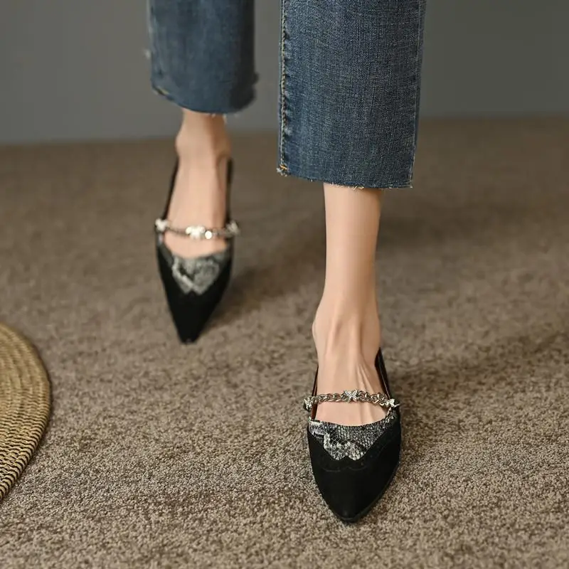 Soft Sheepskin Genuine Leather Girls Female Flat Heel Shoes Flats Square Toe Spring Fashion Easy To Walk Women Shoes