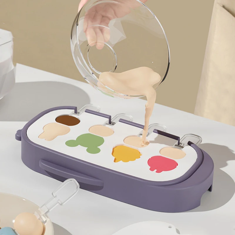 

Silicone Ice Cream Mold Popsicle Siamese Molds with Lid DIY Homemade Ice Lolly Mold Cartoon Cute Image Handmade Kitchen Tools