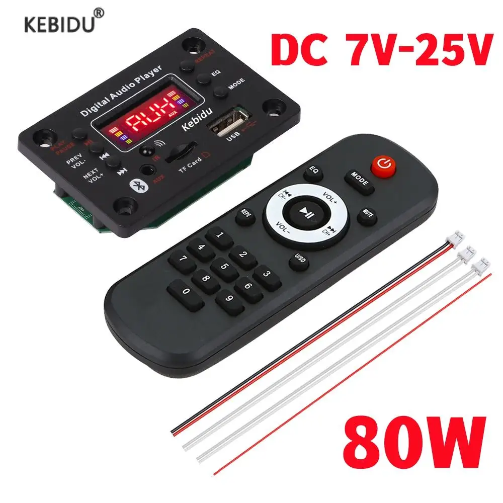 80 Вт усилитель Bluetooth 5 0 MP3 декодер плата DC 12 В 2*40 Handsfree плеер Автомобильный FM радио TF