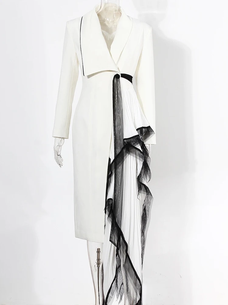 Весенний женский пиджак осенний цветной асимметричный на шнуровке с длинными