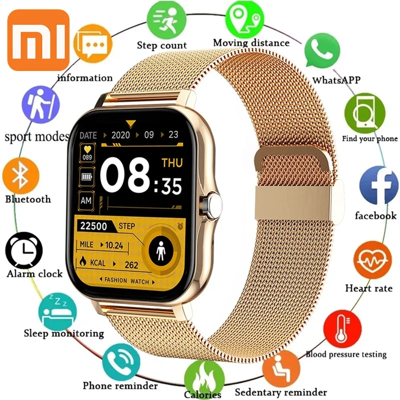 

Смарт-часы Xiaomi HZTC, спортивные водонепроницаемые умные наручные часы с пульсометром, модные золотые, серебряные, фитнес-трекер, браслет