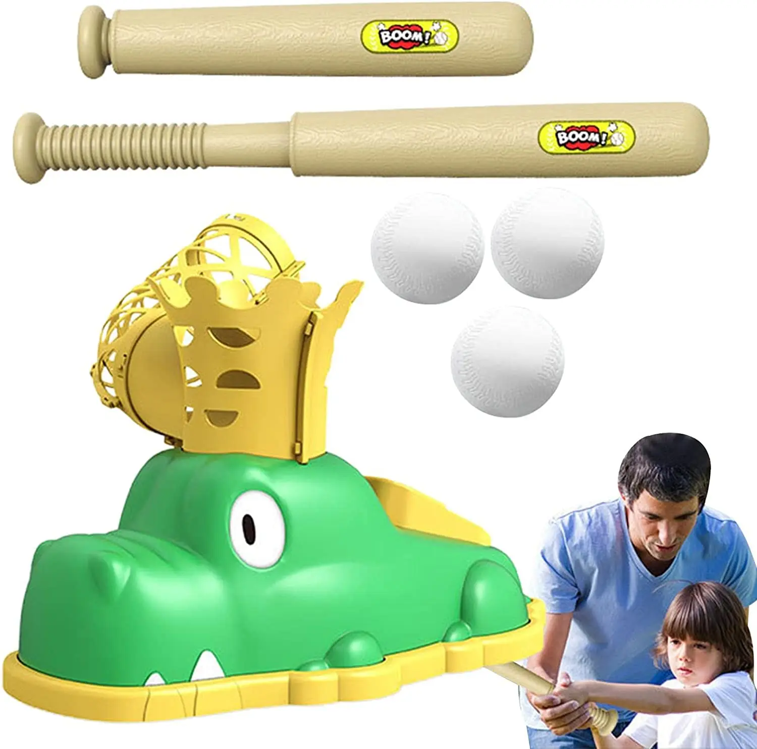 

Машина для бейсбола для малышей, машина для бейсбола с молодежной битой + 6 пластиковых бейсбольных мячей