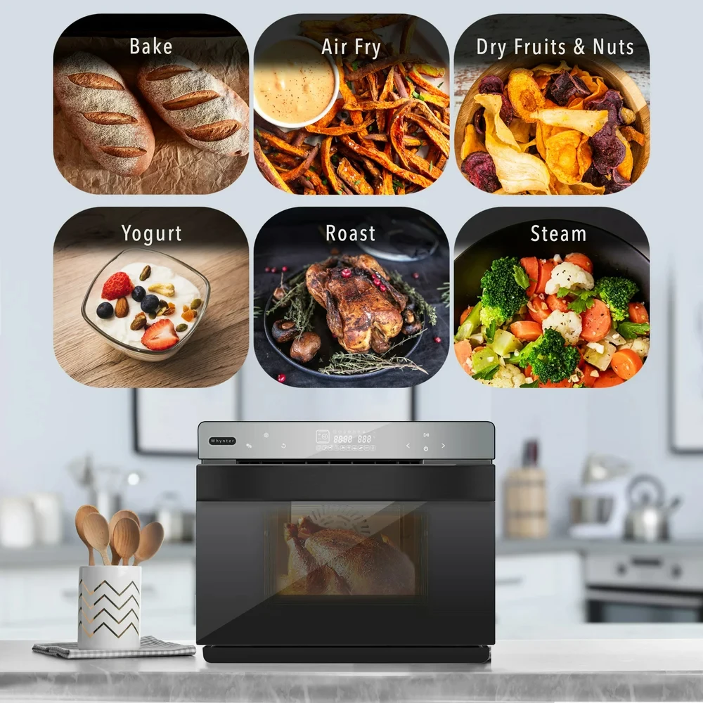 

Quart Capacity Counter- Multi-Function Intelligent Convection Steam Oven Air Fryer, Oven, Yogurt Maker, Dehydrator &