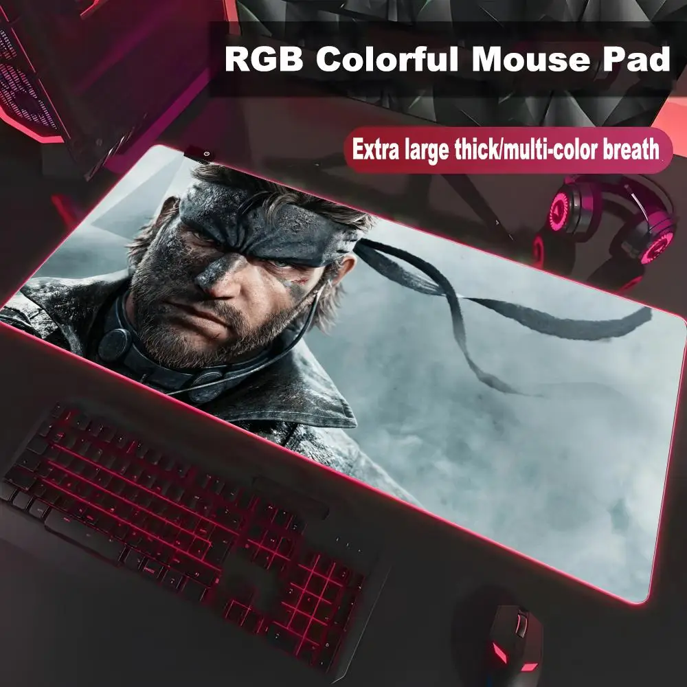 Фото Коврик для мыши M-Metal Gear Solid, высококачественный, для киберспорта, с RGB LED подсветкой, большой, для ПК, для студентов, светящийся, для геймеров, настольный коврик HYBXXC №3