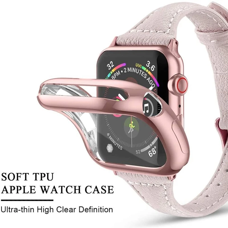 Фото Чехол для Apple Watch Серия 7 se 6 5 4 3 2 1, силиконовый, прозрачный, 44 мм, 40 мм, 42 мм, 38 мм, 45 мм, 41 мм, ТПУ №2