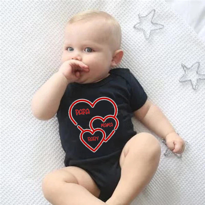 

Newborn Baby Summer Bodysuit Infant Baby Short Sleeve Papa Mama Baby Print Girl Boy Jumpsuit Funny Cute Toddler Bodysuit Outfits
