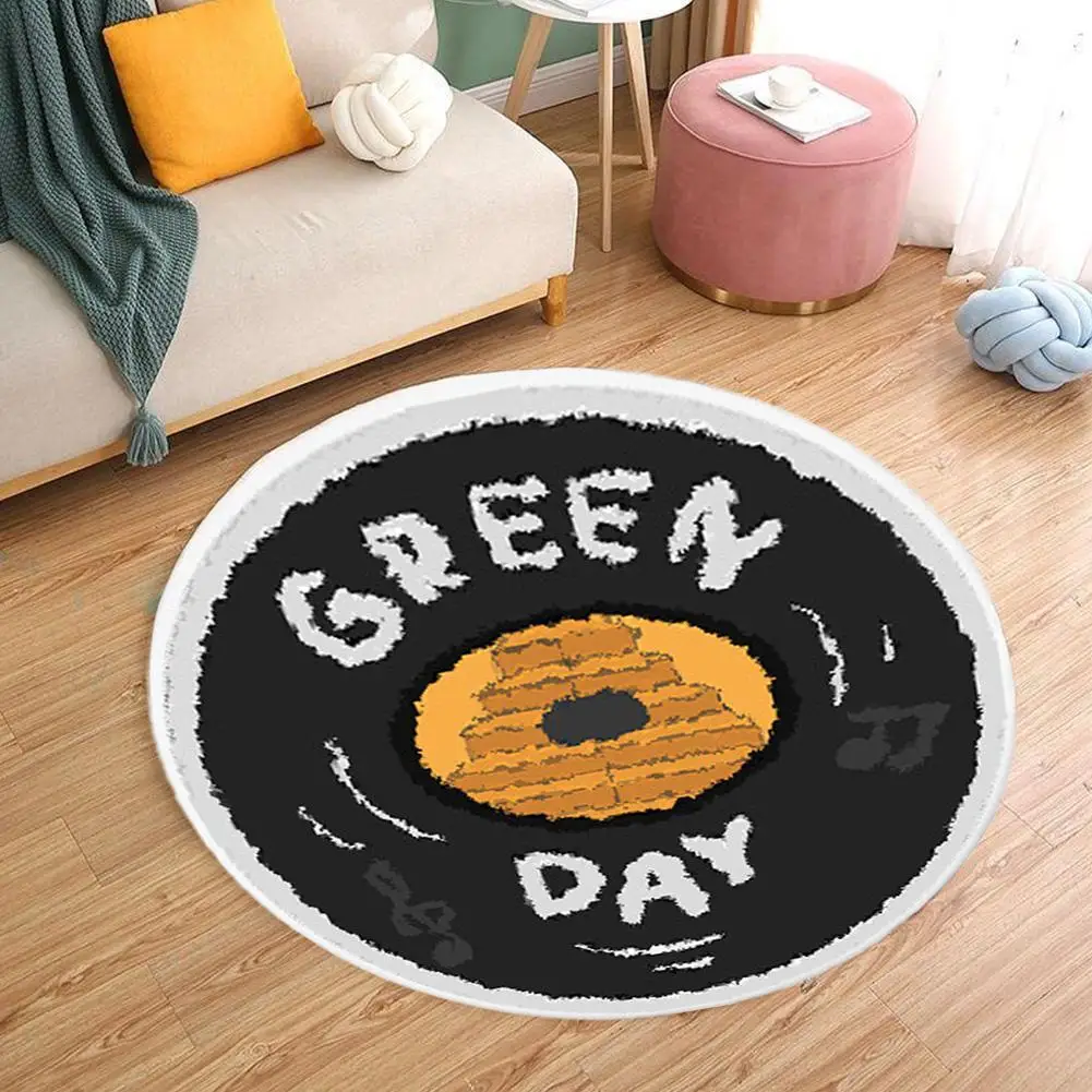 

Креативное круглое одеяло в стиле ретро с черной записью CD для гостиной, чайный столик, прикроватный круглый напольный коврик для спальни