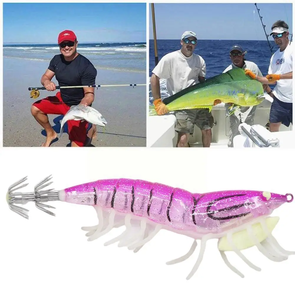 

5pcs Soft Shrimp Artificial Bait Luminous Silicone-Prawn Tackle Shrimp Fishing Fishing Lures Lure Baits Carp Swivels Hook X9Z8