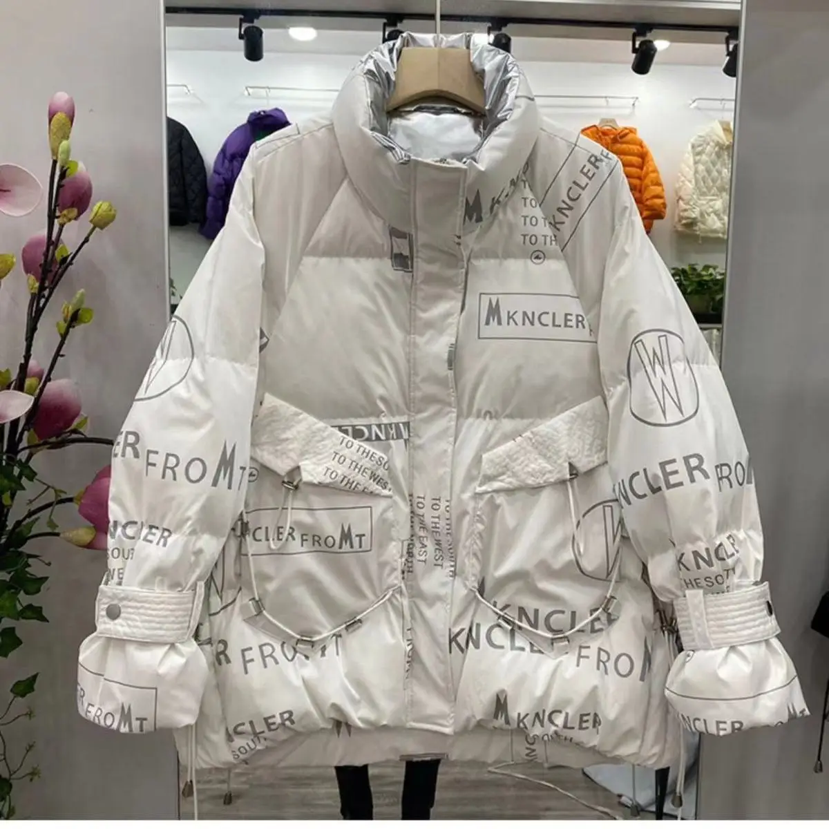 Winter Down Cotton Coat Women Hip Hop Jacket Zipper Parkas Super Hot Coats Print Oversized Windbreaker Thick Warm Outerwear