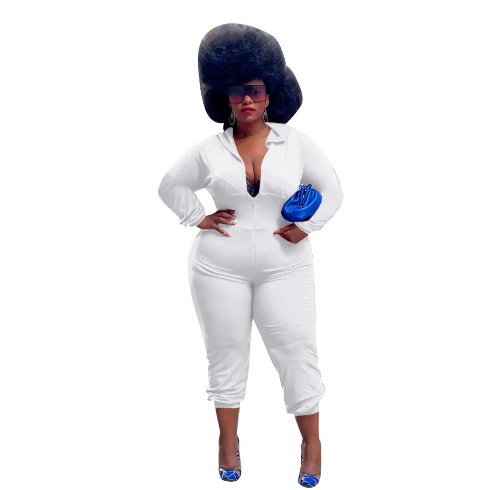 

Women's solid color zip Jumpsuit with pocket hooded one piece overalls 13248