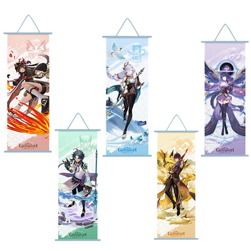 

New Genshin Impact Anime Poster Scroll Canvas Wall Art Home Decor