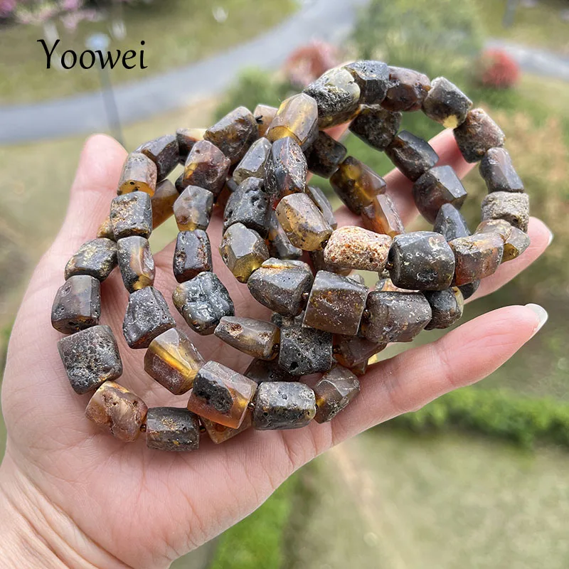 

Medical Amber Bracelets Wholesale Irregular Black Beads Good Sleep Smell Well Raw Mineral Natural Stone New Healing Jewelry Gift