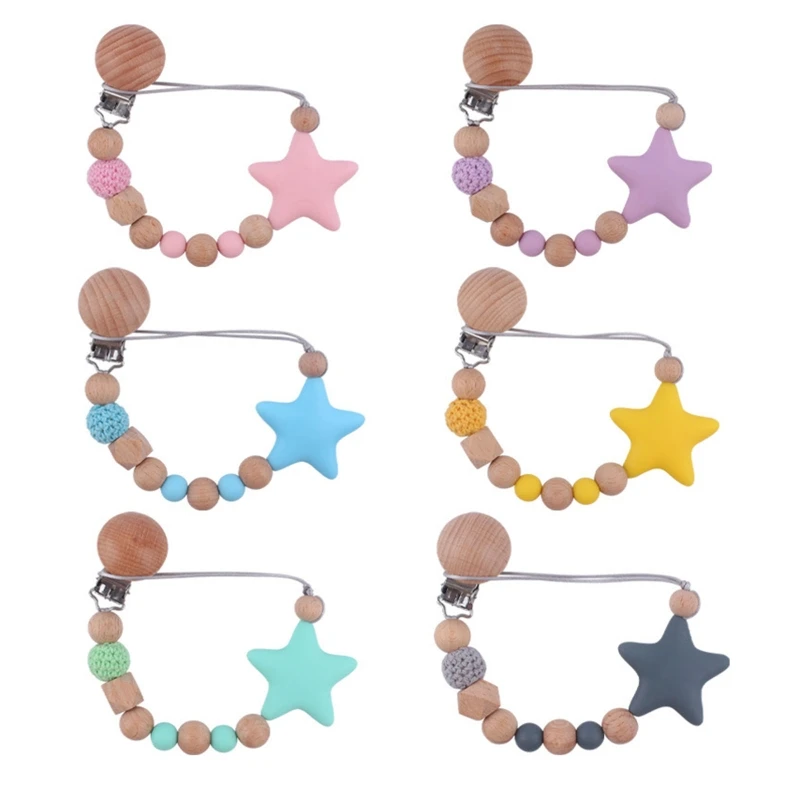 

Милая Звезда Детская Соска-пустышка с силиконовыми бусинами для младенцев соска Успокаивающая цепь соска